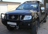 Передній бампер для Nissan Navara D40 з плитою під лебідку та кенгурятником (2005-2010) фото